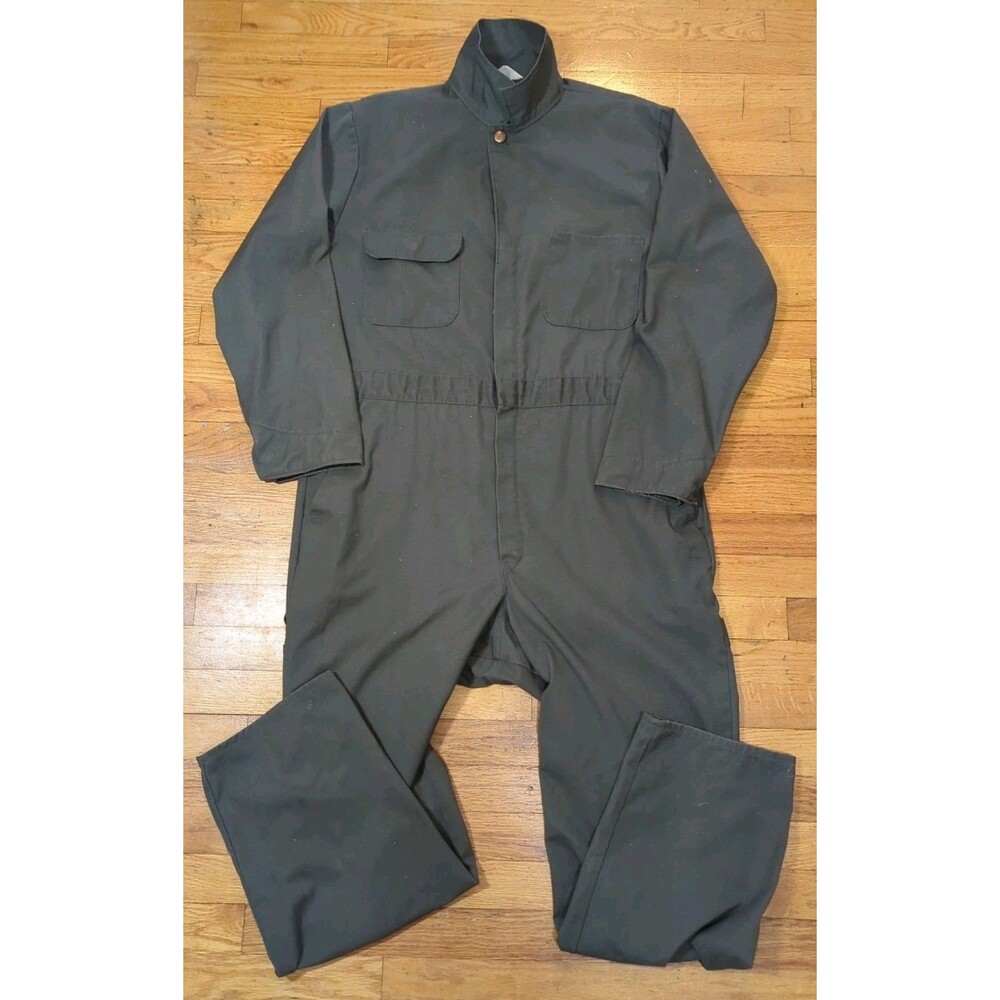 Vtg. 1960s 70s Montgomery Ward Coveralls Mechanic Suit 44R Dark Green Workwear